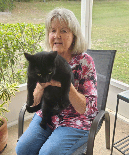 Kathy with her cat Nalla