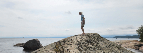 Bart on rock in Lake Superior