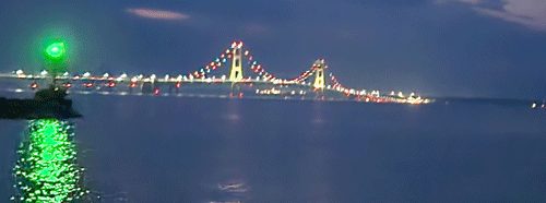 Mackinac Bridge at night