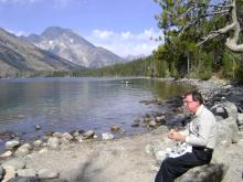 Buddy eating lunch at Jenny Lake