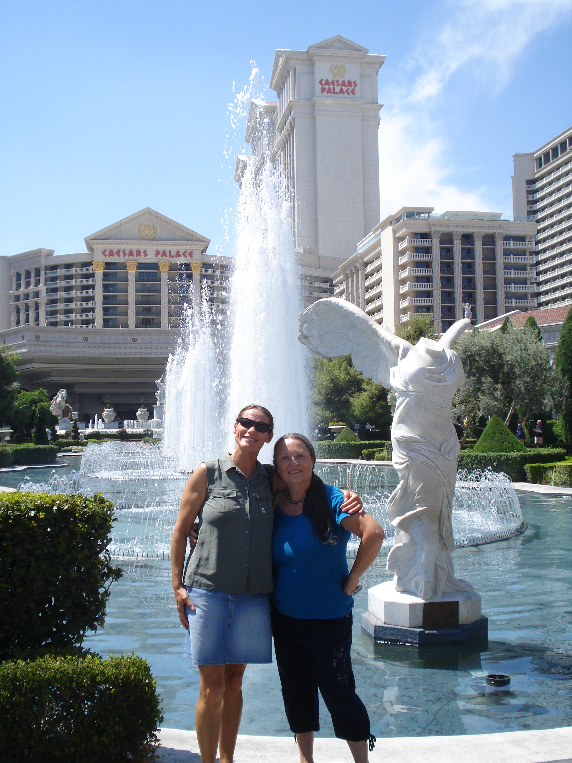 Nava Isseroff with Kitty in front of Ceasar's Palace