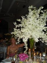 Amy Treitel with flower arrangement