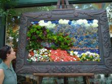 Nava and a Monet copied in flowers at Bellagio